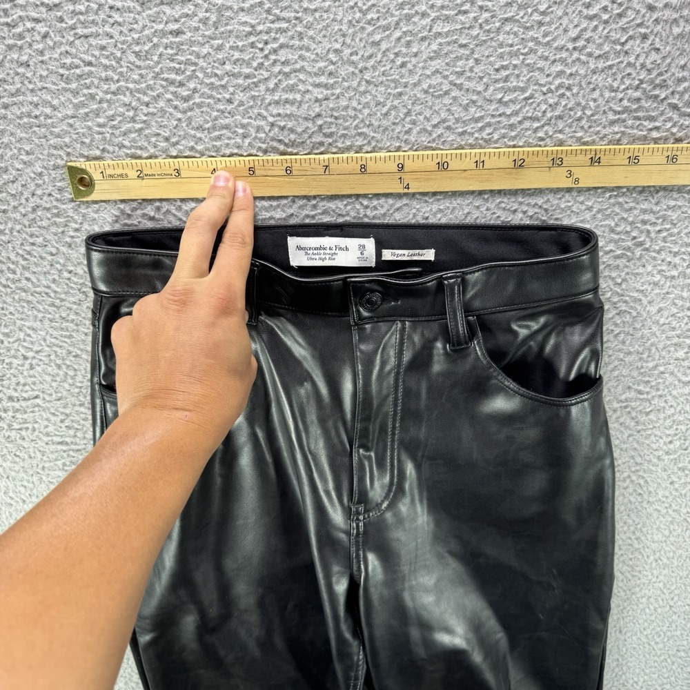 Abercrombie & Fitch Vegan Leather Pants Womens 28 6 Ankle Curve Love High Rise - Picture 10 of 11